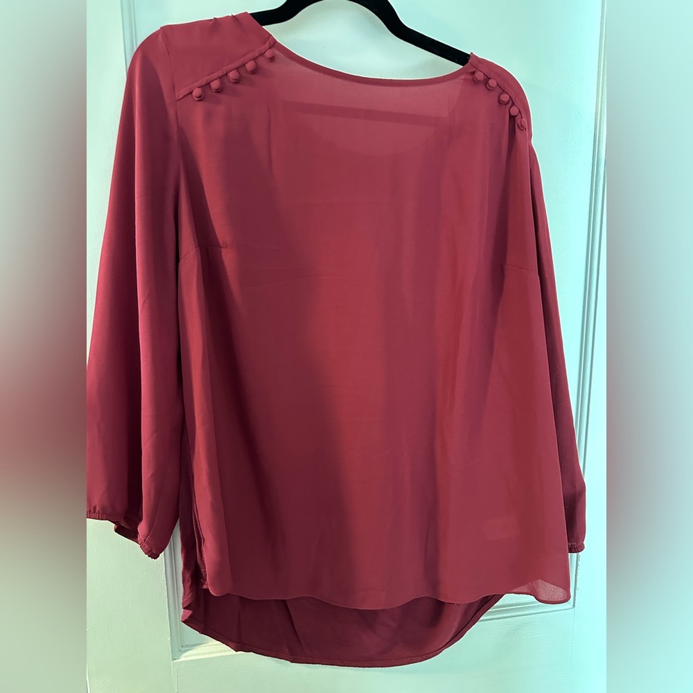 Fortune + Ivy Stitch Fix Everyday Luxe Women's Burgundy Blouse